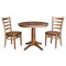 International Concepts Round 36 in Rd Top Pedestal Table, 2 Emily Chairs, Distressed Oak, 36 in W, 36 in L, 29.1 in H K42-36RT-27B-C617-2 - alternate 1
